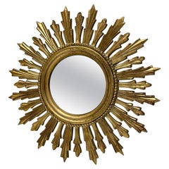 Magnifique miroir en plastique doré étoilé Sunburst, fabriqué en Italie, vers les années 1960