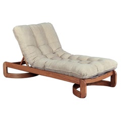 Mid-Century Modern Restored Adjustable Oak Chaise Lounge Daybed by Howard MFG