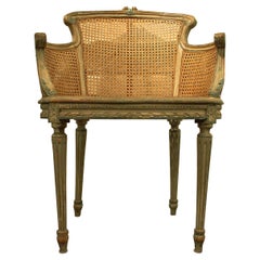 Vintage French Cane Back Louis XVI Style Armchair