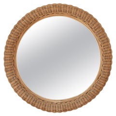 Italian Wicker Circle Mirror