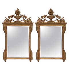 Italian Neo-Classical Style Carved Giltwood Mirrors, Pair