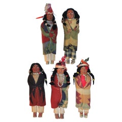 Set of Five 1930's - 40's Skookum Dolls