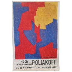 Cartel original de época Serge Poliakoff Exposición "ABCD", 1973