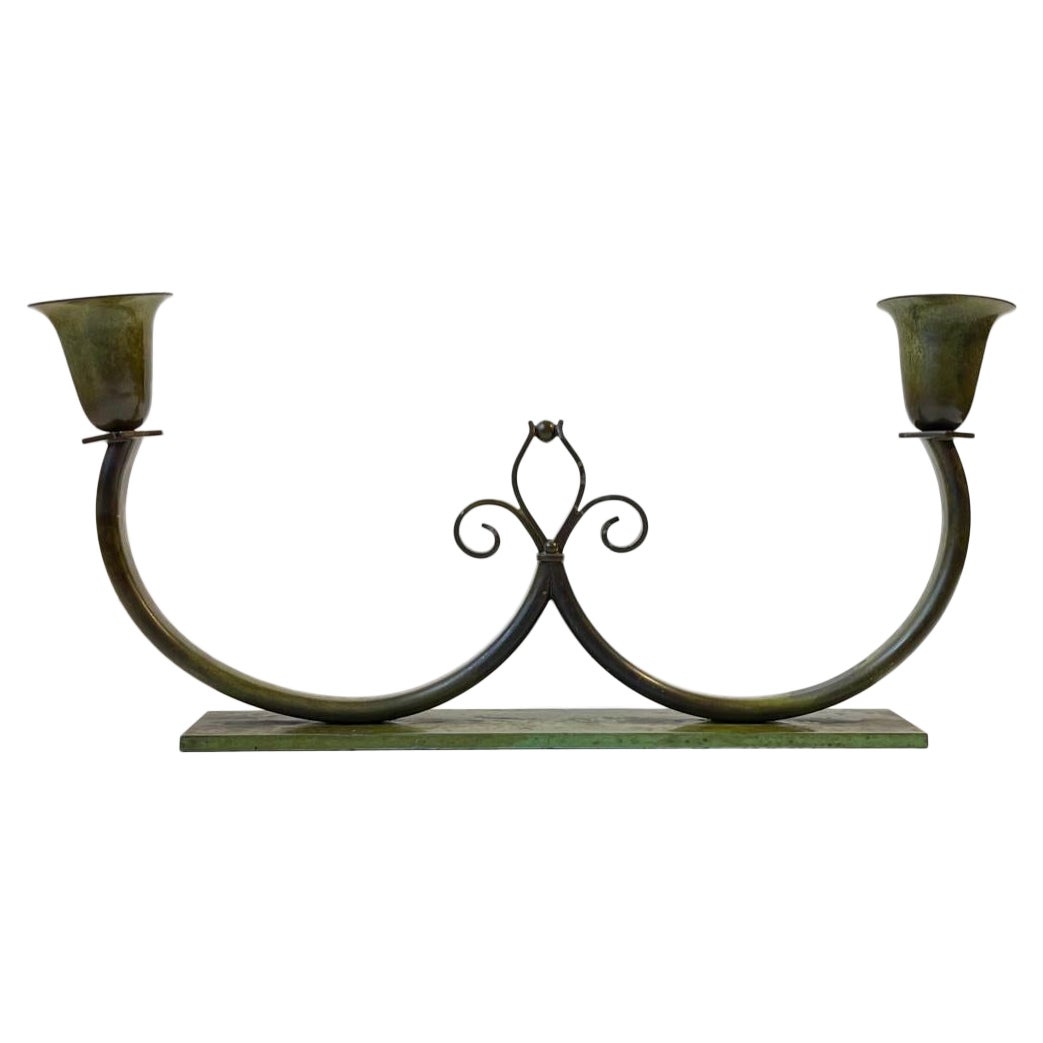 Art Deco Bronze Candelabra from Lyfa, 1930s