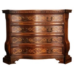 Vintage Italian Baroque Marquetry Burled Walnut Chest of Drawers