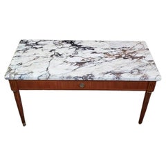 French Maison Jansen Attributed Neoclassical Louis XVI Calacatta Marble Table