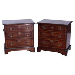 Antique Pair Chippendale Mahogany Banded Side Chests circa 1930