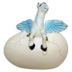 Ceramic Art Sculpture Pegasus Horse in Egg Hatching Mexico
