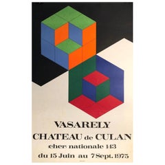 Original Vintage Art & Exhibition Poster, 'Vasarely Chateau de Culan', 1975