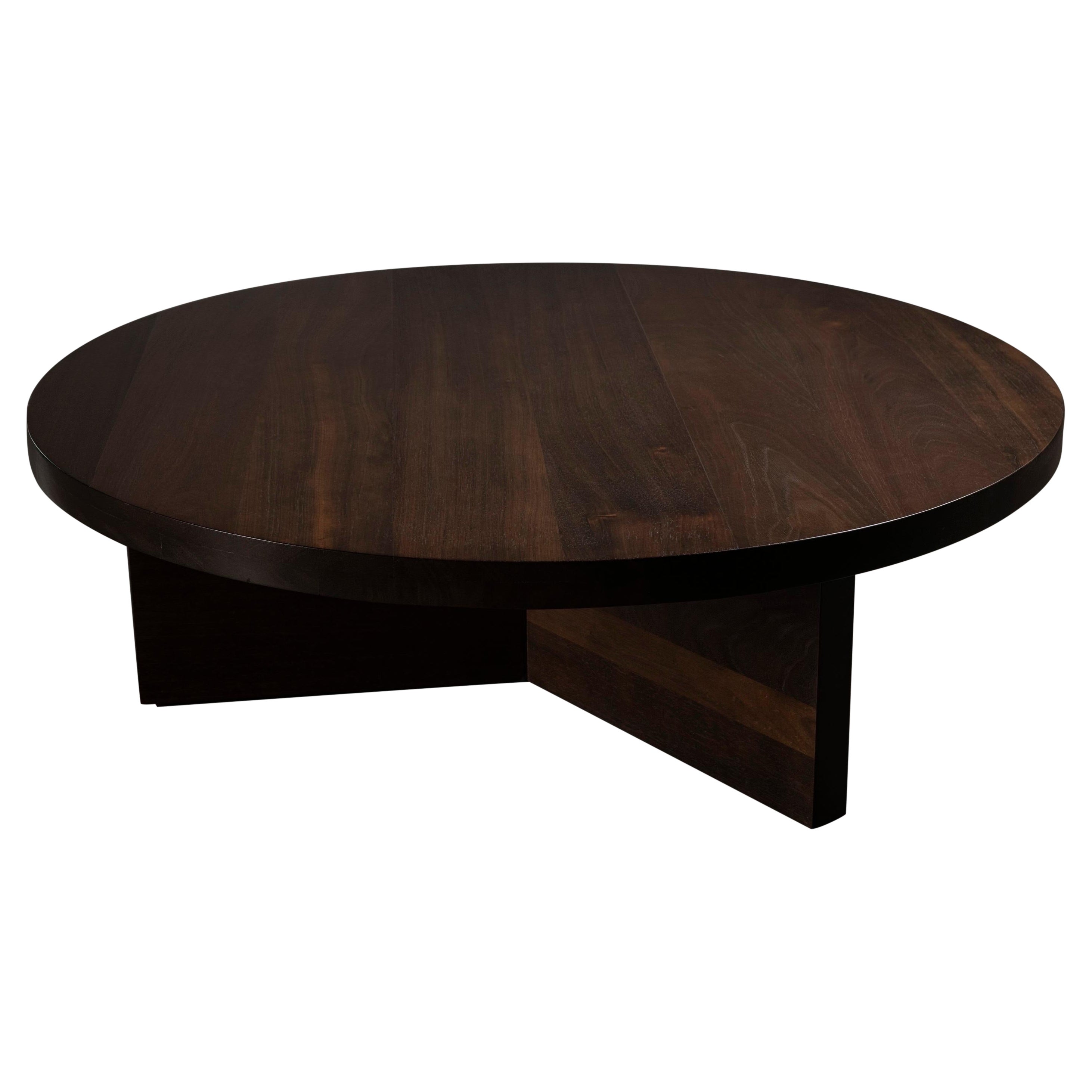 Round Walnut Finish Coffee Table For Sale