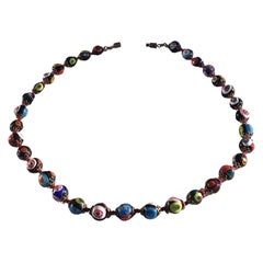 Vintage Fratelli Toso “ Murrine”  “ Choker /Necklace “ Murano Glass Silver Metal 1958 I
