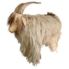 Vintage Long Hair Sheep Ottoman 