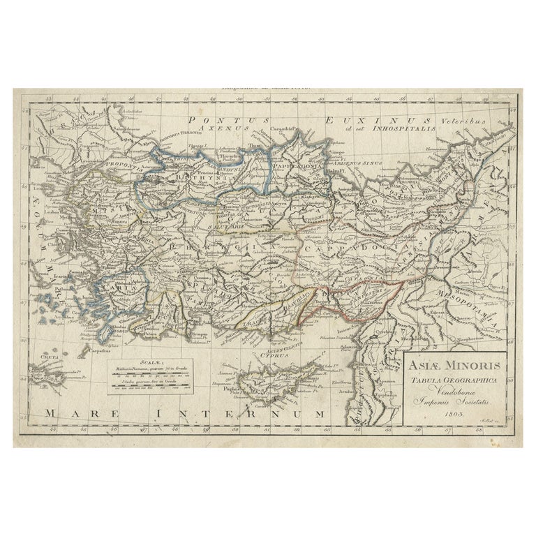 Antique Map of Asia Minor, Present-day Turkey and Cyprus, 1803 For Sale