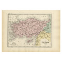 Carte ancienne d'Asie mineure montrant la Turquie dans l'Antiquité, 1880