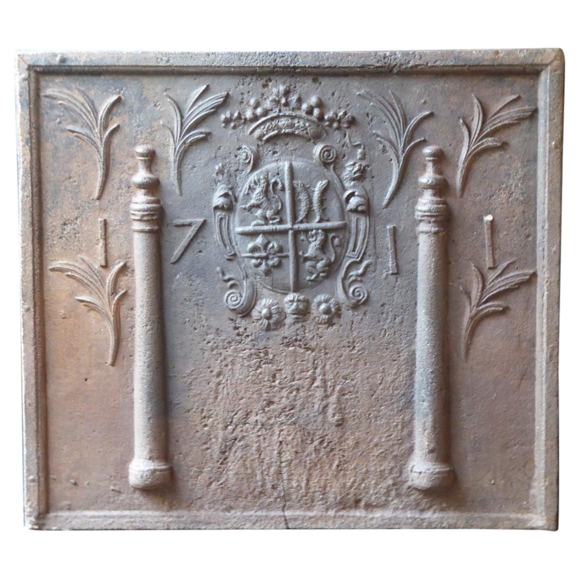 Plaque de cheminée française Louis XV, 18ème siècle