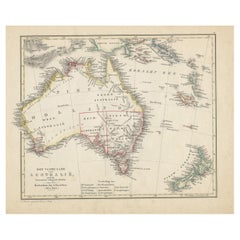 Antique Map of Australia and New Zealand with Dutch Text, 1852