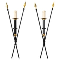 1970 Large Pair of Arrows Wall Lights Maison Honoré