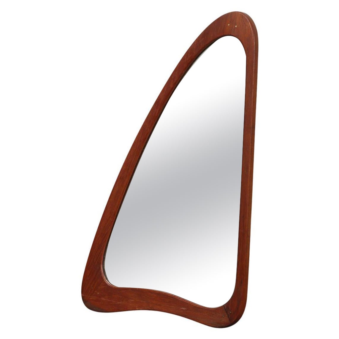 1950s Harp Shaped Mirror in Teak For Sale