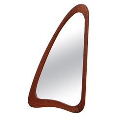1950s Harp Shaped Mirror in Teak