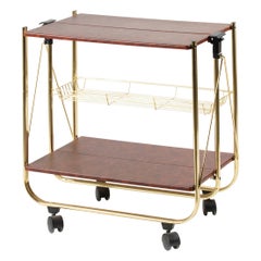 Mid-Century Modern Hollywood Regency Foldable Serving Bar Cart / Trolley