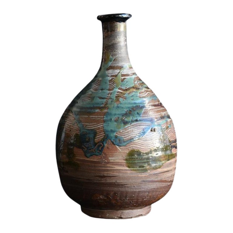 Japanese Antique Sake Bottle / Karatsu Ware / Edo Period 1700s / Antique Vase