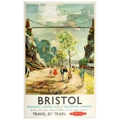 Original Vintage Railway Poster Bristol Romantic Centre For A Delightful Holiday