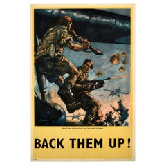 Affiche rétro originale de la Seconde Guerre mondiale - Back Them Up Britain's New Airborne Army In Europe