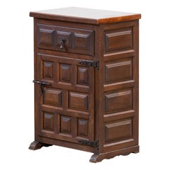 Brutalist Solid Oak Cabinet, Spanish Colonial, 1940s
