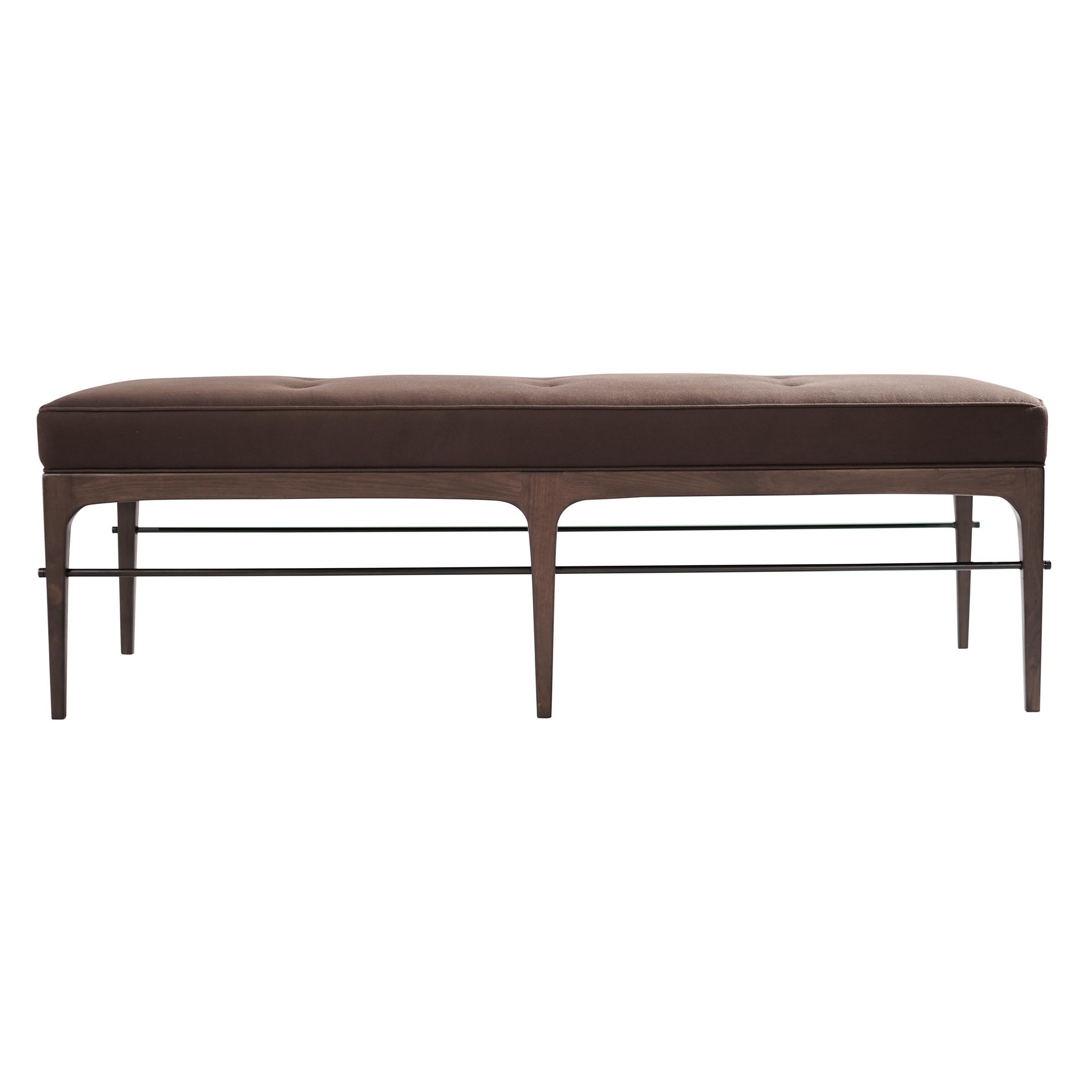 Lineare Bank aus dunklem Nussbaumholz Serie 60 von Stamford Modern im Angebot