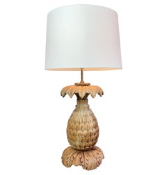 Maison Jansen Carved Wooden Pineapple Table Lamp