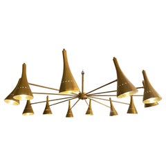Italian Chandelier in Brass with 12 Arms, circa 1970