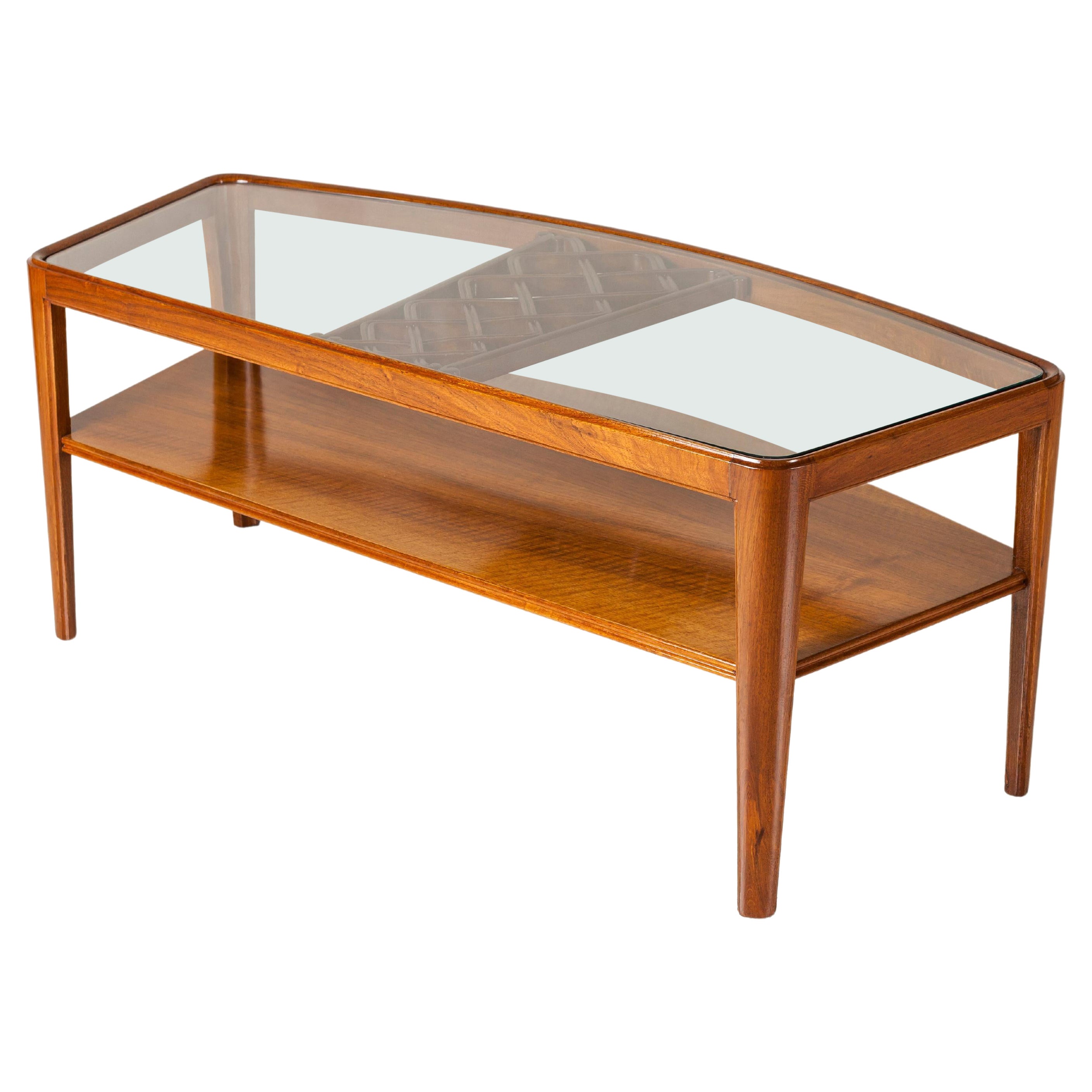 Wood and Glass Low Table by Englander & Bonta, Argentina, circa 1950 For Sale