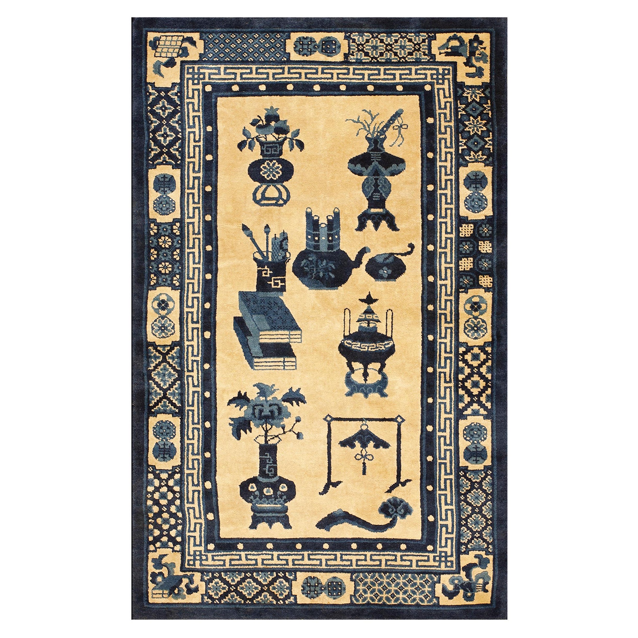 Début du 20ème siècle N. Chinese Baotou 100 Antiquities Tapis ( 3' x 5' - 91 x 152 ) en vente