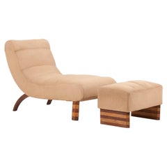 Beige Rationalism Lounge Chair with Ottoman, Italy, 1920s 