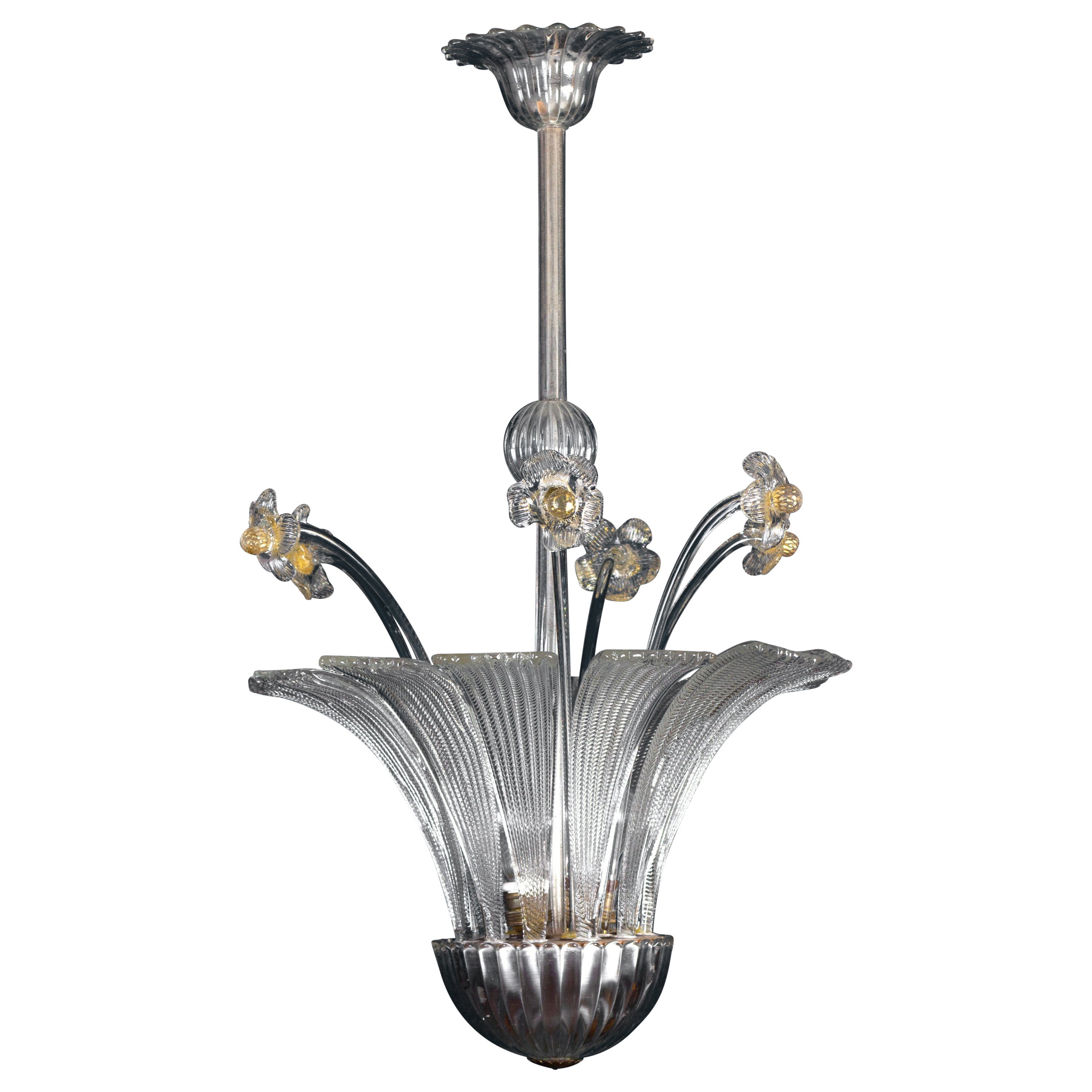 Charming Mid-Century Chandelier or Lantern by Barovier 1950' For Sale