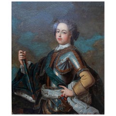 17th Century French Louis XV Oil on Canvas Portrait