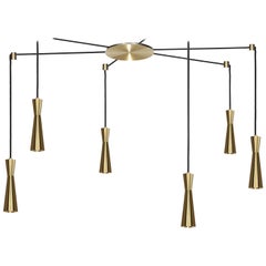 Cone Lamp Wide 6-Piece by Marc Wood, Handmade Brass Lamps w/GU10 LED Bulbs