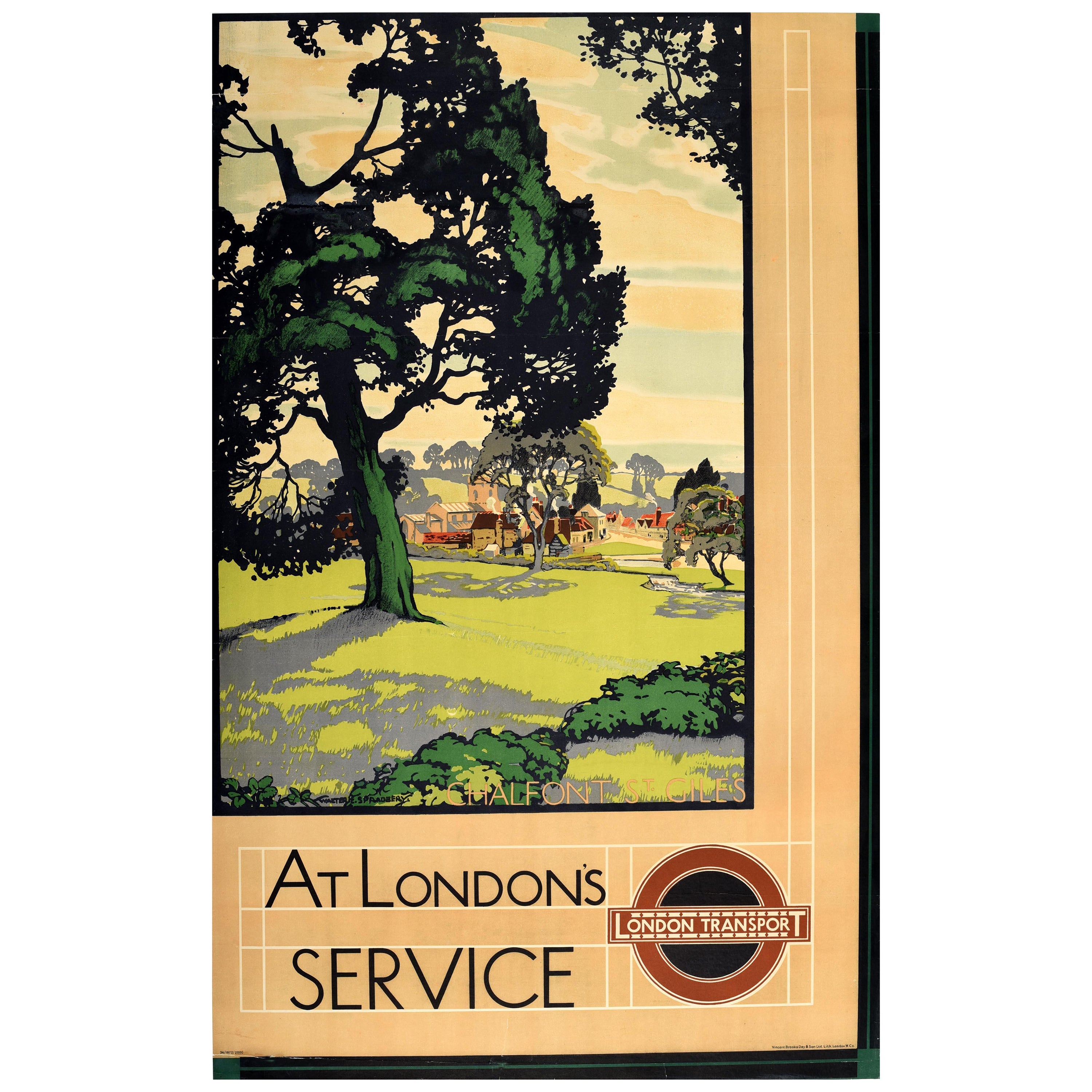Poster originale d'epoca dei trasporti londinesi al servizio di Londra Chalfont St Giles