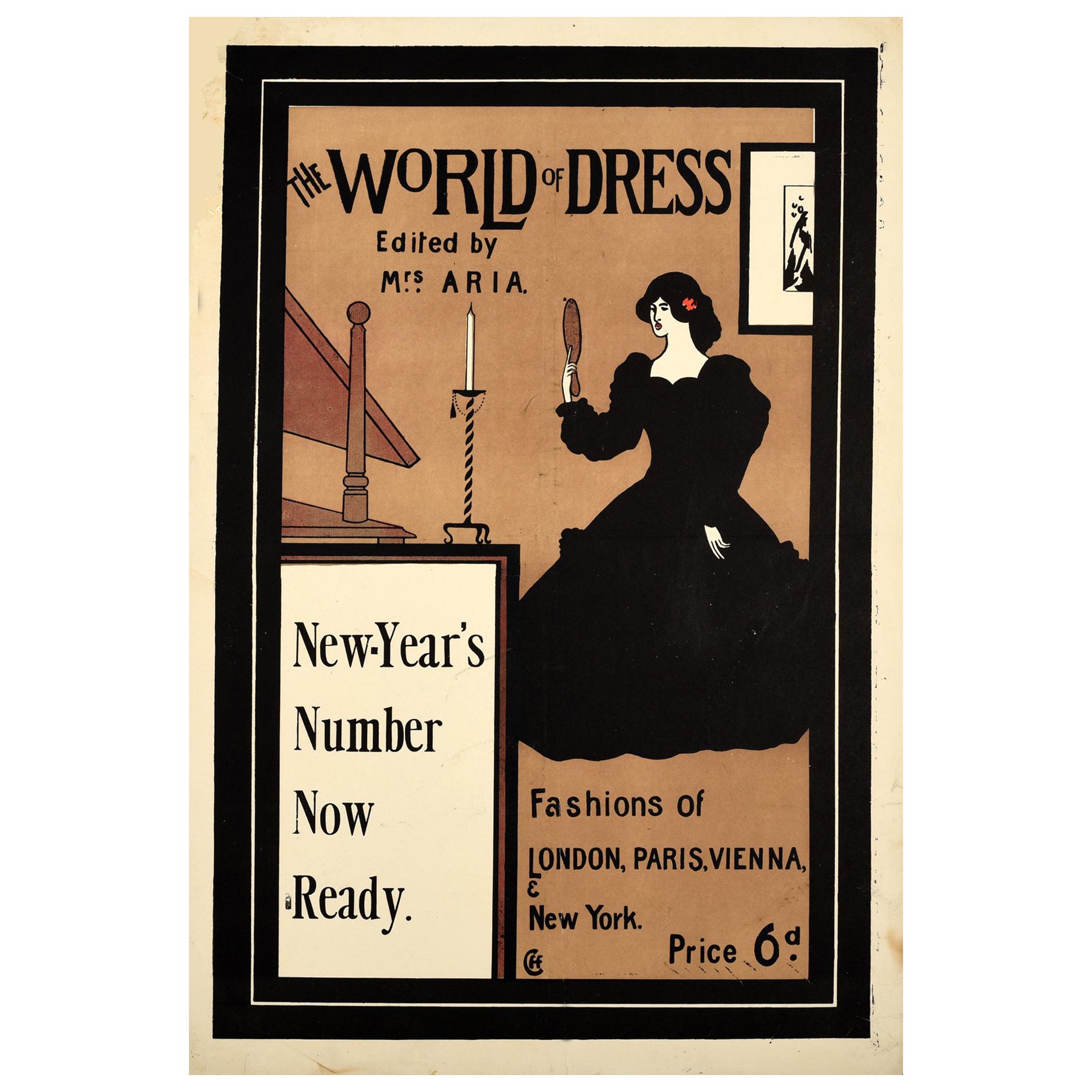 Original Antique Poster The World Of Dress Fashion London Paris Vienna New York