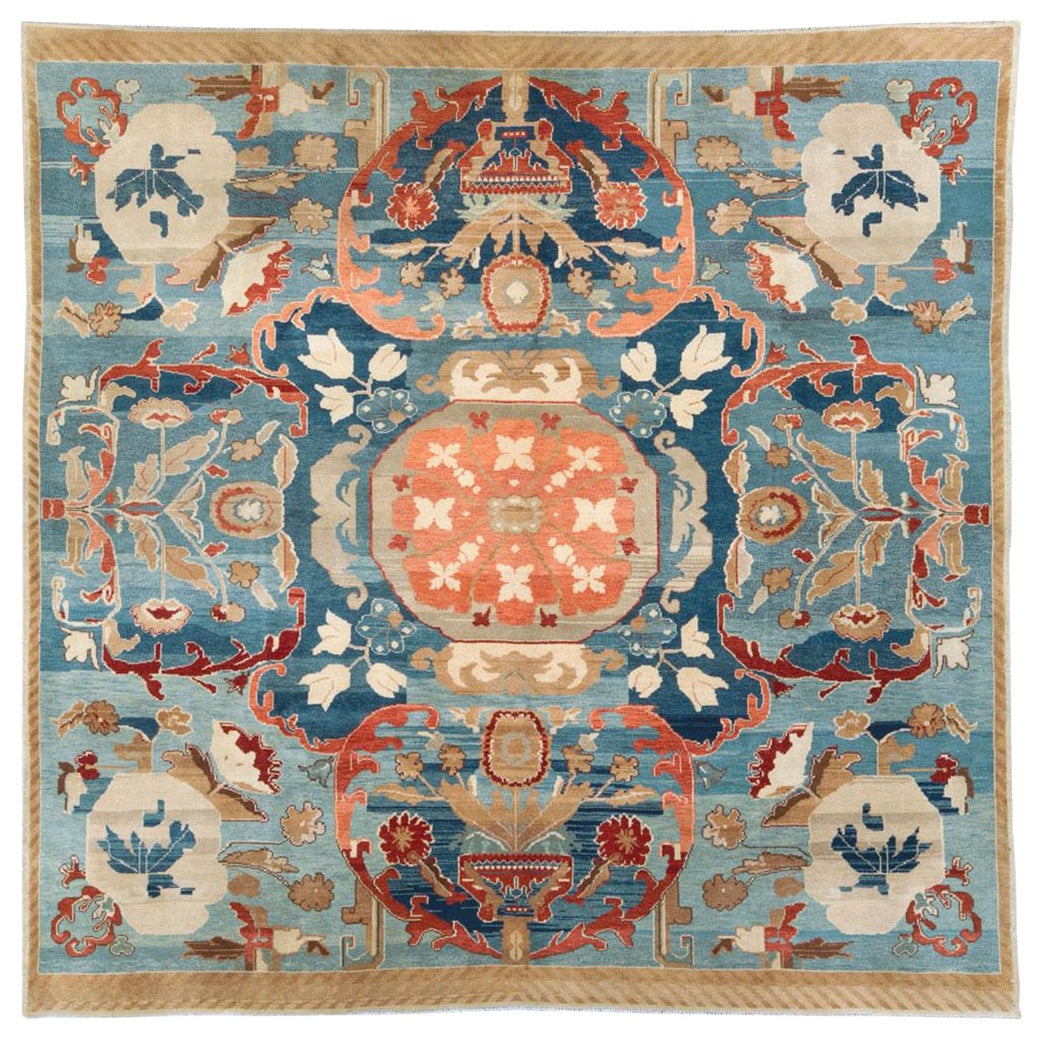 Mid-20th Century Handmade Indian Art Deco Square Room Size Carpet For Sale