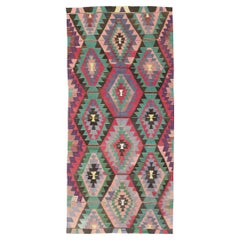 Mid-20th Century Handmade Turkish Flatweave Kilim Gallery Carpet