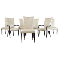 Set of Eight Marge Carson Regency Leather Dining Chairs