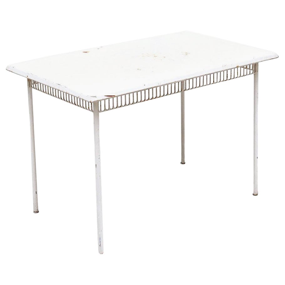 Mategot Style White Enameled Outdoor Table