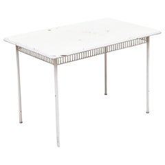 Vintage Mategot Style White Enameled Outdoor Table