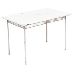 Mategot Style White Enameled Outdoor Table