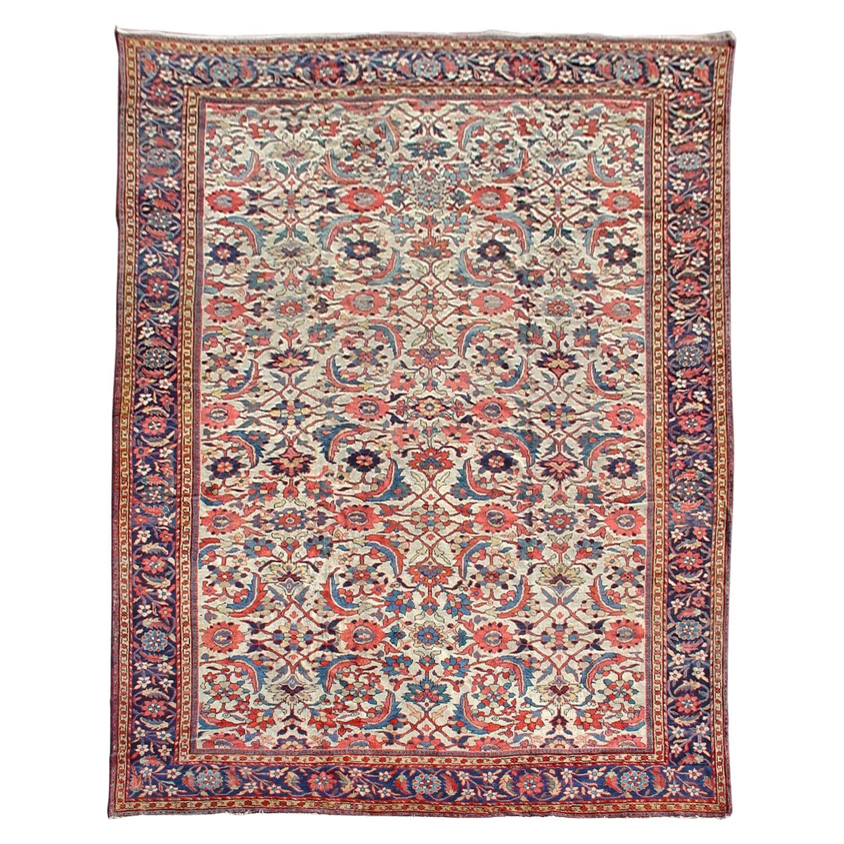 Large Antique Persian Fereghan Carpet, Late 19th Century For Sale