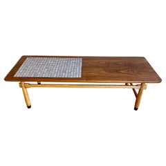 1950s American Modern Walnut Coffee Table with Insert Tile Atomic Design
