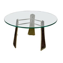 Italian Brass & Leather Table