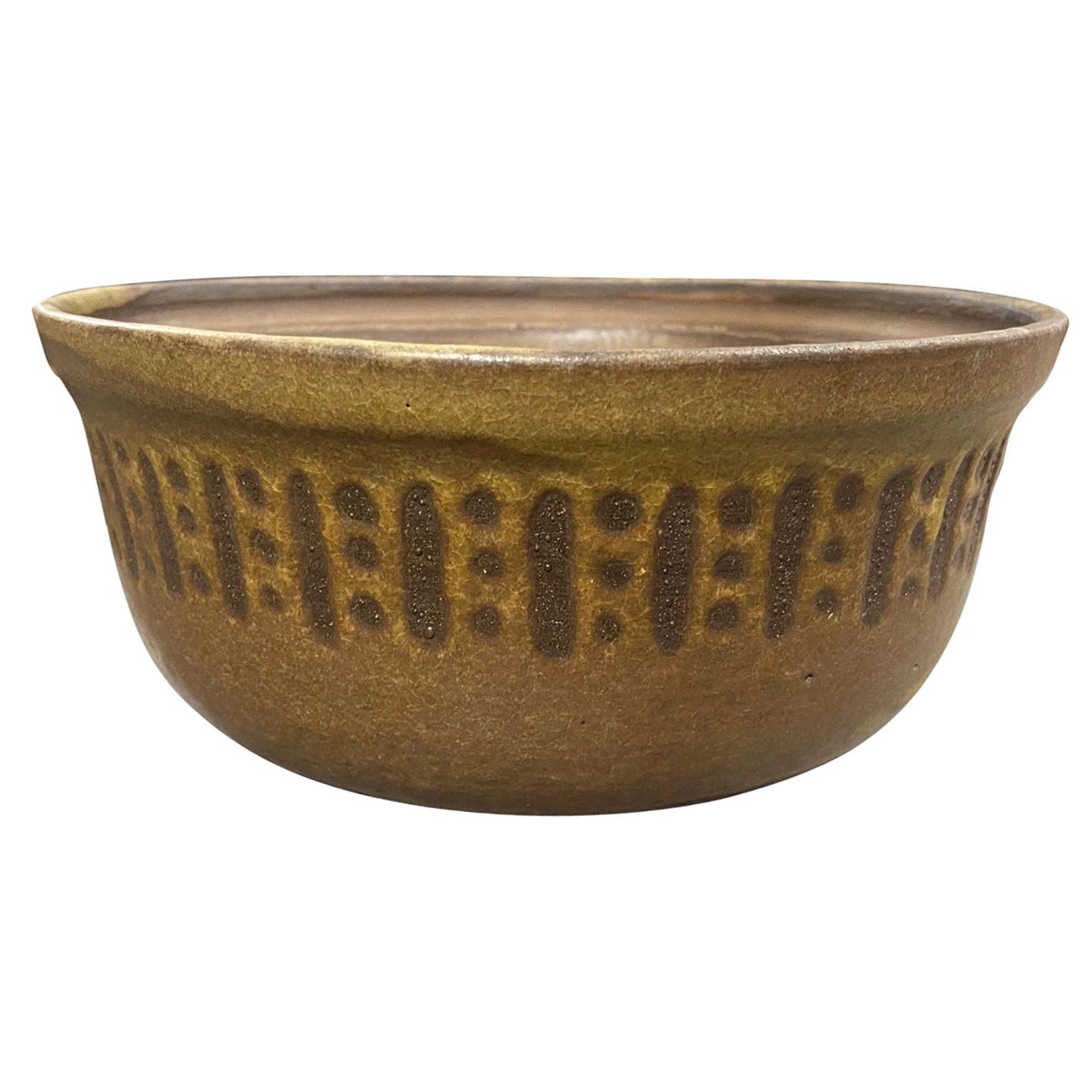 Rose Cabat Signed Large Mid-Century Modern Ceramic Studio Pottery Bowl, 1950s
