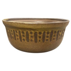 Vintage Rose Cabat Signed Large Mid-Century Modern Ceramic Studio Pottery Bowl, 1950s
